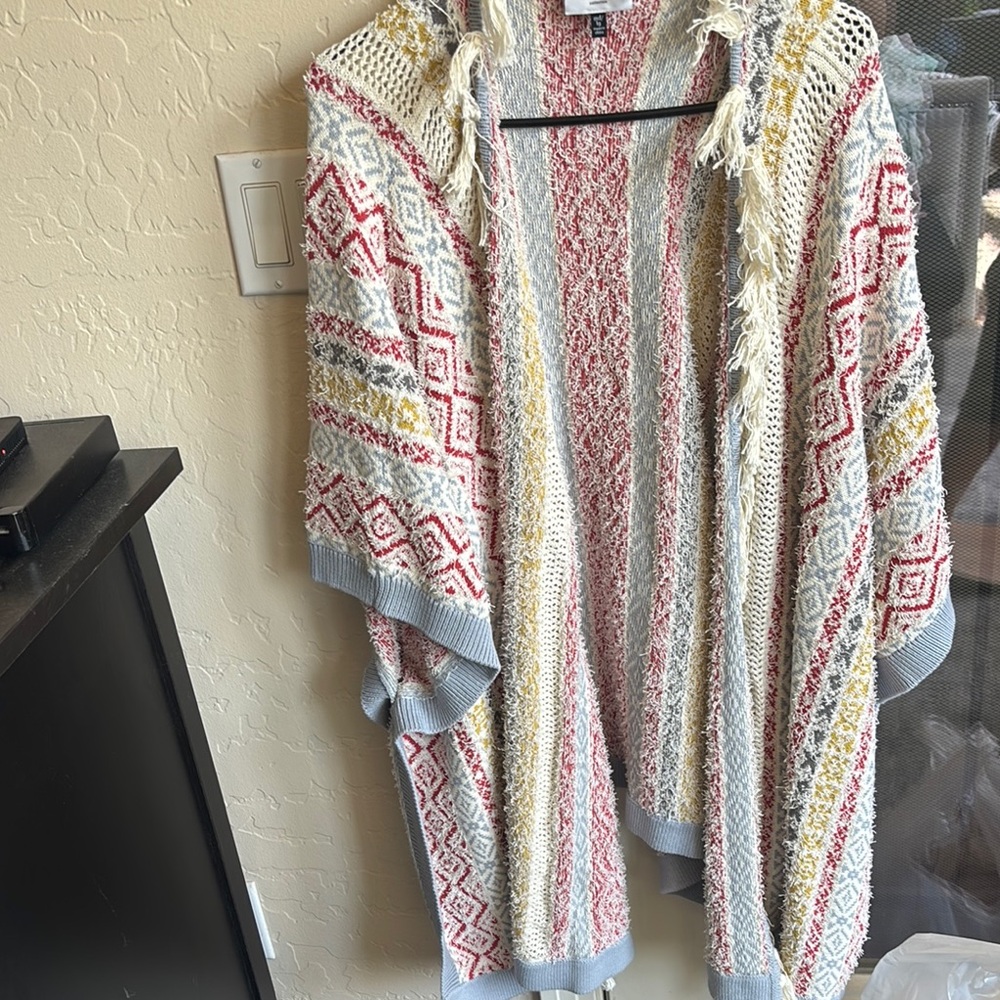 Cabi love carol Colorful Knit Cardigan with Fringe